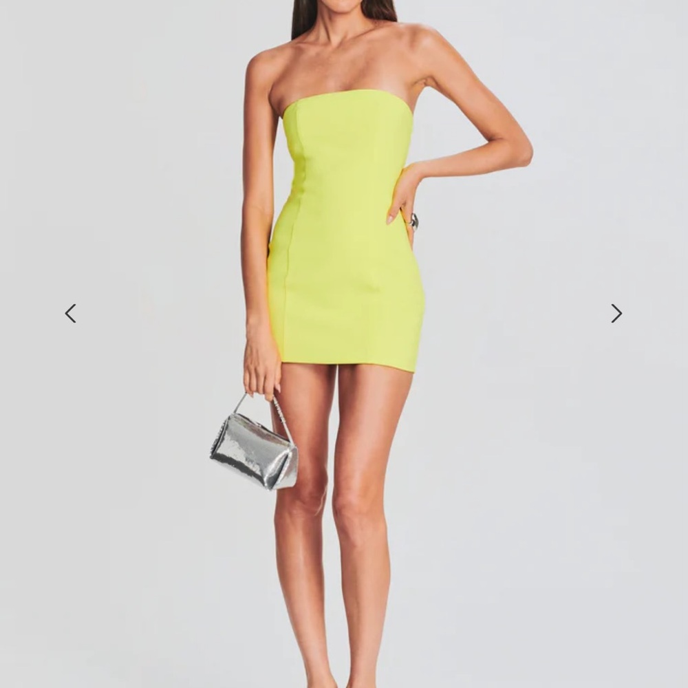 Strapless Neon Yellow Mini Dress